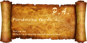Porubszky Apród névjegykártya